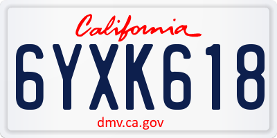 CA license plate 6YXK618