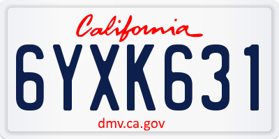 CA license plate 6YXK631