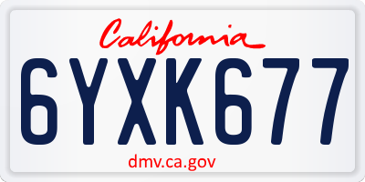 CA license plate 6YXK677