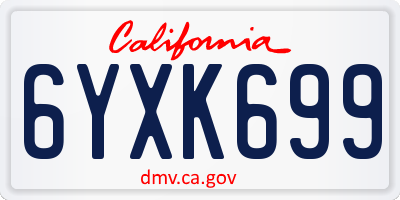 CA license plate 6YXK699