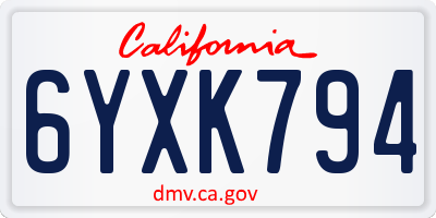 CA license plate 6YXK794