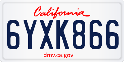 CA license plate 6YXK866
