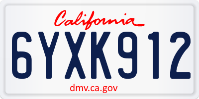 CA license plate 6YXK912