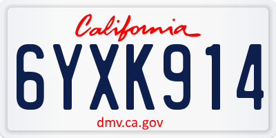 CA license plate 6YXK914