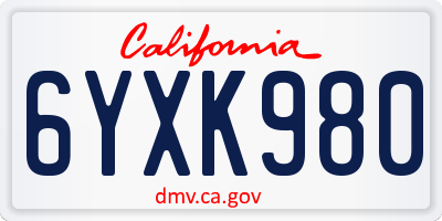 CA license plate 6YXK980