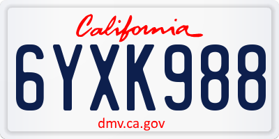 CA license plate 6YXK988