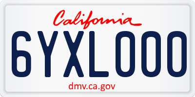 CA license plate 6YXL000