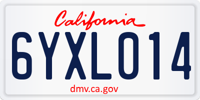 CA license plate 6YXL014