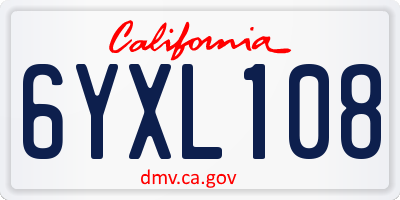 CA license plate 6YXL108