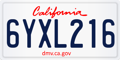 CA license plate 6YXL216