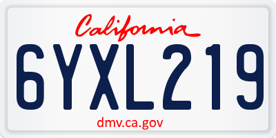CA license plate 6YXL219