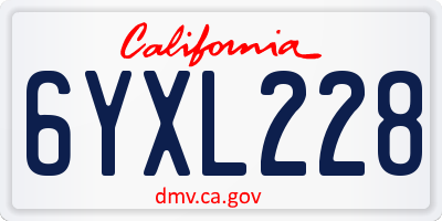CA license plate 6YXL228