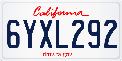 CA license plate 6YXL292