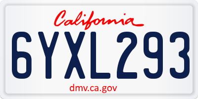 CA license plate 6YXL293