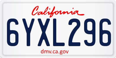 CA license plate 6YXL296