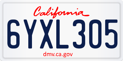 CA license plate 6YXL305