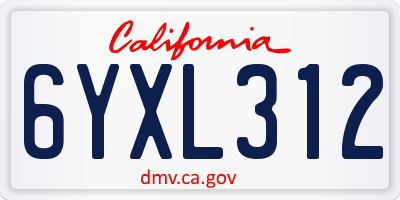 CA license plate 6YXL312