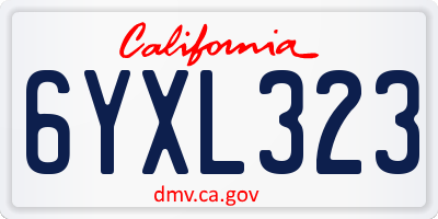 CA license plate 6YXL323