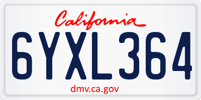 CA license plate 6YXL364