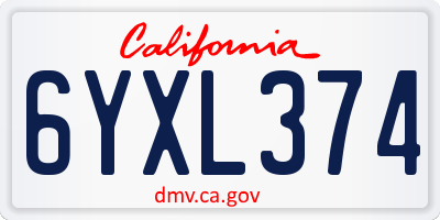 CA license plate 6YXL374