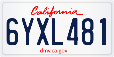 CA license plate 6YXL481