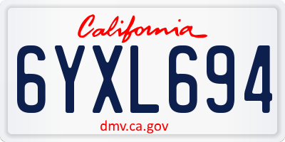 CA license plate 6YXL694