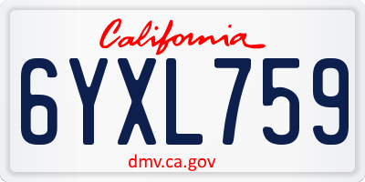 CA license plate 6YXL759
