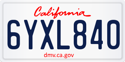 CA license plate 6YXL840