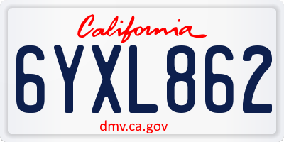 CA license plate 6YXL862