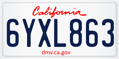 CA license plate 6YXL863