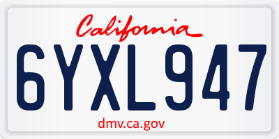 CA license plate 6YXL947