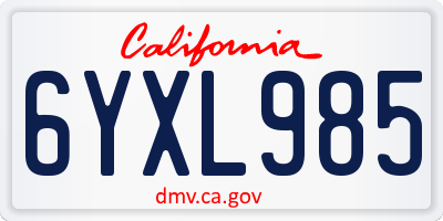 CA license plate 6YXL985