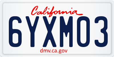 CA license plate 6YXM03