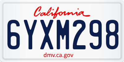 CA license plate 6YXM298