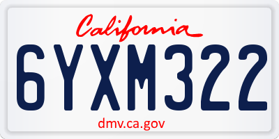 CA license plate 6YXM322