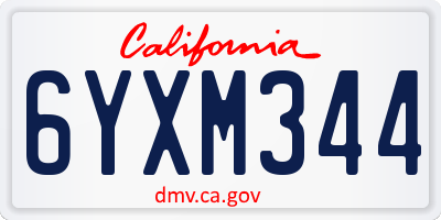 CA license plate 6YXM344