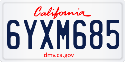 CA license plate 6YXM685