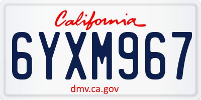 CA license plate 6YXM967