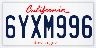CA license plate 6YXM996