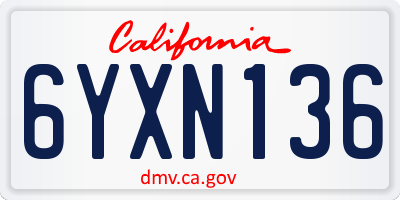 CA license plate 6YXN136