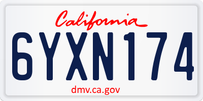 CA license plate 6YXN174
