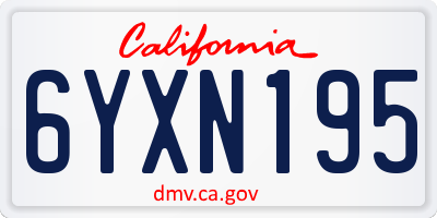 CA license plate 6YXN195
