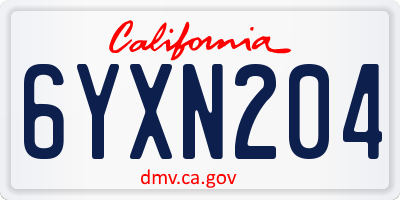 CA license plate 6YXN204