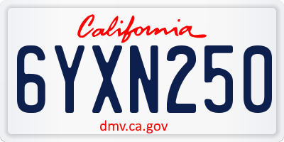 CA license plate 6YXN250