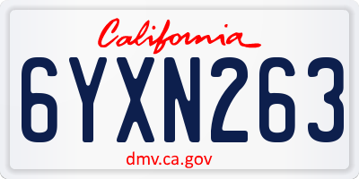 CA license plate 6YXN263