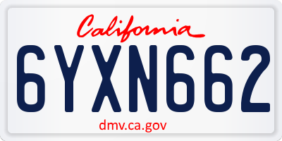 CA license plate 6YXN662