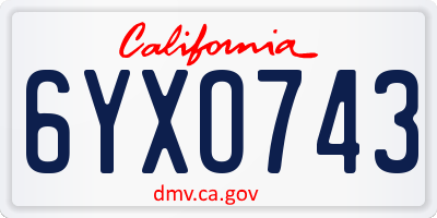 CA license plate 6YXO743