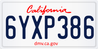CA license plate 6YXP386