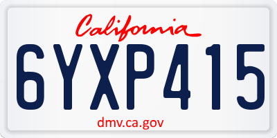 CA license plate 6YXP415