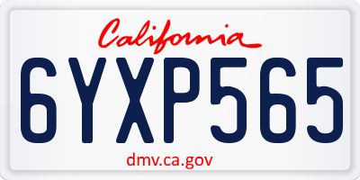 CA license plate 6YXP565